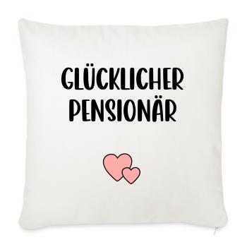 Glücklicher Pensionär Herz - Sofakissenbezug 45 x 45 cm - Naturweiß  - Vorne