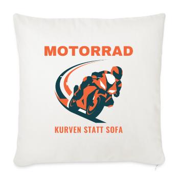 Motorrad Kurven Statt Sofa Biker Geschenk - Sofakissenbezug 45 x 45 cm - Naturweiß  - Vorne