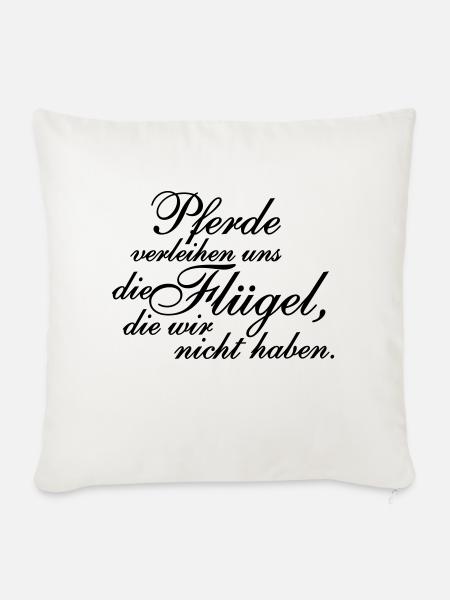 Pferde verleihen Flügel Text - Sofakissenbezug 45 x 45 cm - Naturweiß