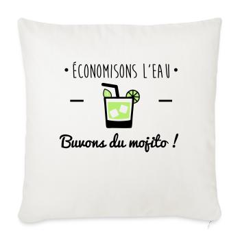 Buvons du mojito,humour,alcool - Housse de coussin décorative 45 x 45 cm - blanc nature - Devant