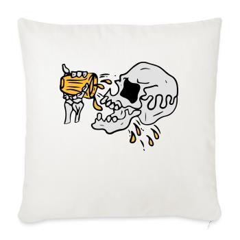 Bier trinkender Totenkopf - Sofakissenbezug 45 x 45 cm - Naturweiß  - Vorne