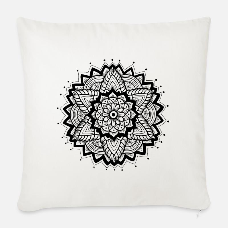 Mandala - Sofakissenbezug 45 x 45 cm - Naturweiß 