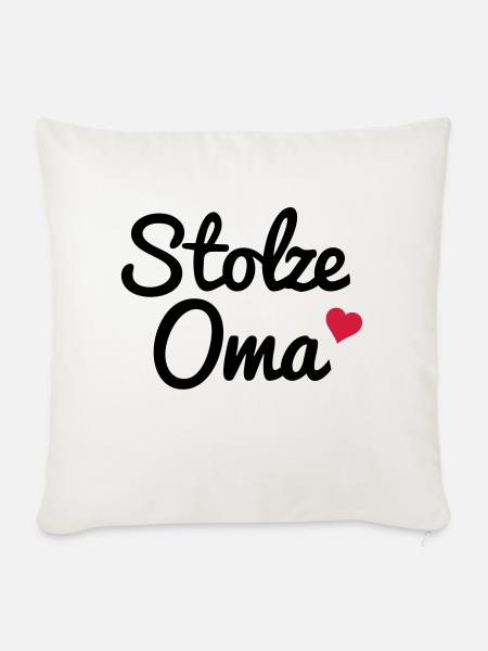 Stolze Oma - Sofakissenbezug 45 x 45 cm - Naturweiß