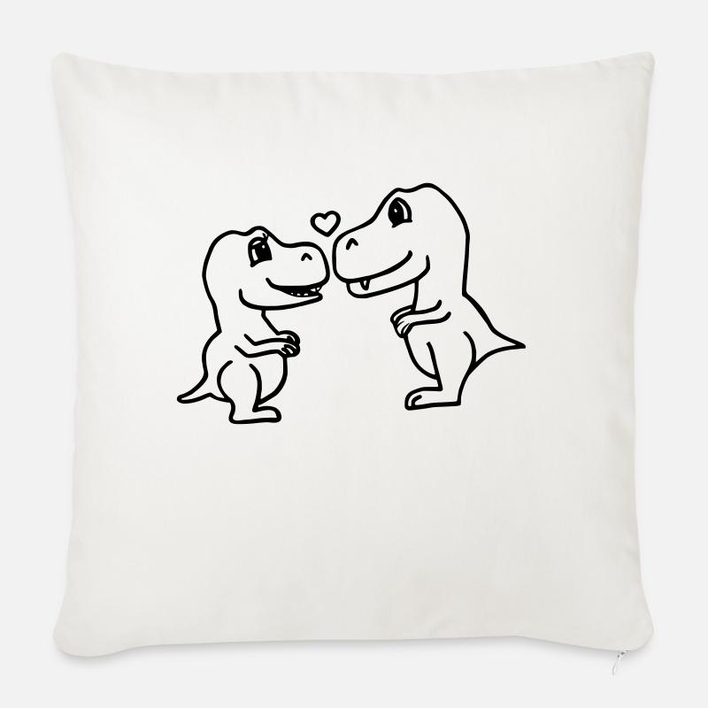 Verliebte Dinosaurier - Sofakissenbezug 45 x 45 cm - Naturweiß 