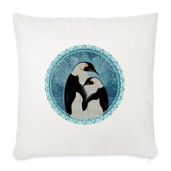 two magical penguins in mosaic style - Sofa pillowcase 17,3'' x 17,3'' (45 x 45 cm) - natural white - Front