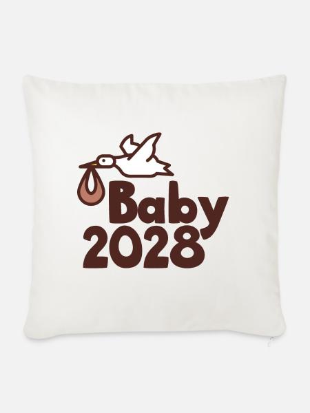 Storch Baby 2028 - Sofakissenbezug 45 x 45 cm - Naturweiß