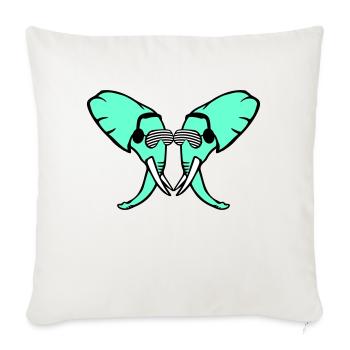 2 Elephant Heads Team Cool Club DJ Friends Crew - Sofa pillowcase 17,3'' x 17,3'' (45 x 45 cm) - natural white - Front