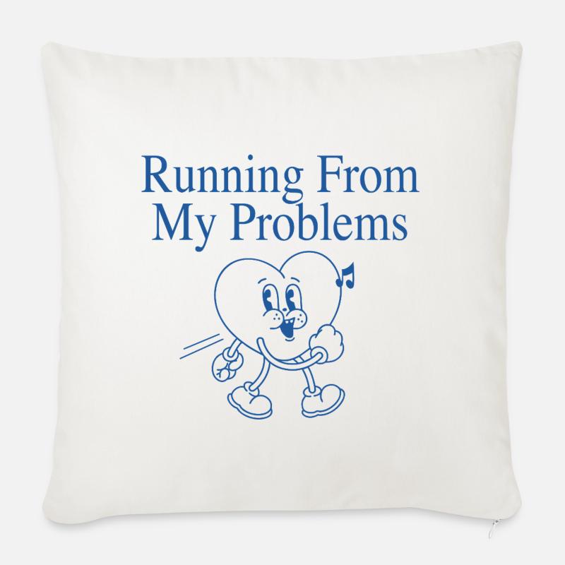 Laufendes Herz – Running From My Problems - Sofakissenbezug 45 x 45 cm - Naturweiß 