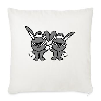 2 Hasen Sonnenbrille Cappy Krawatte Mütze Freunde - Sofakissenbezug 45 x 45 cm - Naturweiß  - Vorne