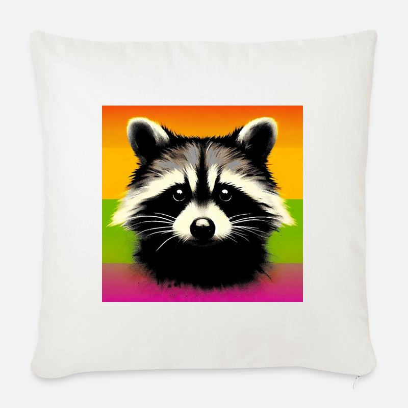 Waschbär - Sofakissenbezug 45 x 45 cm - Naturweiß 