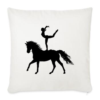Voltigieren Akrobatik Reitsport Reiten Pferd bunt - Sofakissenbezug 45 x 45 cm - Naturweiß  - Vorne