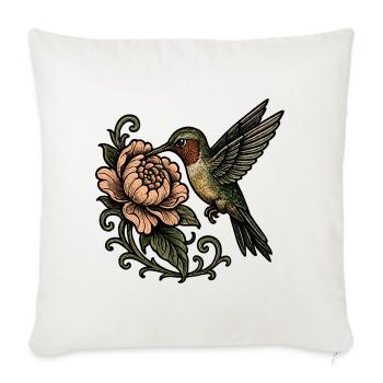 Hummingbird with Rose Vintage Tattoo - Sofa pillowcase 17,3'' x 17,3'' (45 x 45 cm) - natural white - Front