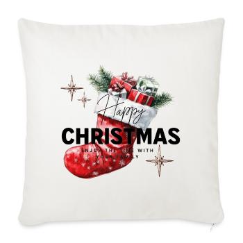 Happy Christmas - Stiefel - Sofakissenbezug 45 x 45 cm - Naturweiß  - Vorne