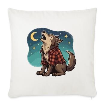 Werwolf im karierten Hemd - Sofakissenbezug 45 x 45 cm - Naturweiß  - Vorne