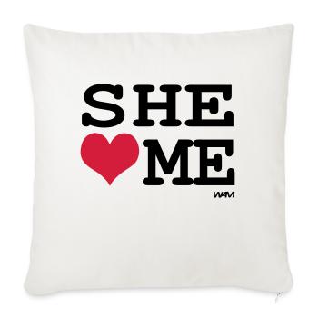 elle m'aime par wam - Housse de coussin décorative 45 x 45 cm - blanc nature - Devant