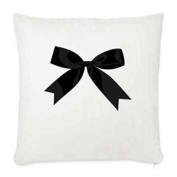 Schleife Schwarz - Sofakissenbezug 45 x 45 cm - Naturweiß  - Vorne