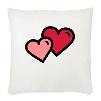 Valentine's Heart: Double Heart - Sofa pillowcase 17,3'' x 17,3'' (45 x 45 cm) - natural white - Front