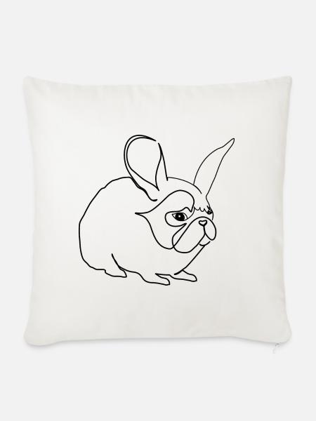 Mops Hase Pug Rabbit - Sofakissenbezug 45 x 45 cm - Naturweiß 