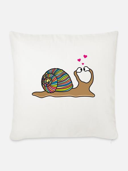 Lustige Verliebte Schnecke - Sofakissenbezug 45 x 45 cm - Naturweiß