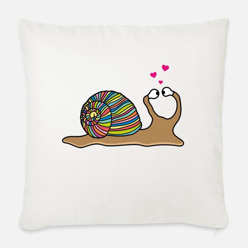 Lustige Verliebte Schnecke - Sofakissenbezug 45 x 45 cm - Naturweiß 