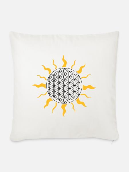 Sonne, sun, Blume des Lebens, flower of life - Sofakissenbezug 45 x 45 cm - Naturweiß