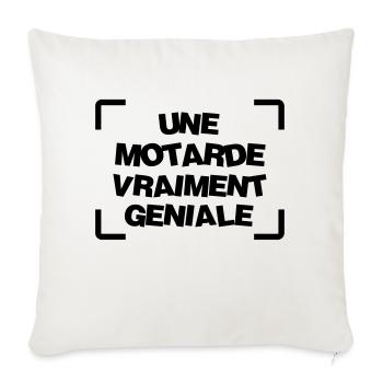 Moto / Motard / Motarde / Biker / Stunt / Cross - Housse de coussin décorative 45 x 45 cm - blanc nature - Devant
