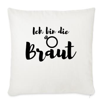 Braut Hochzeit Ring JGA Geschenk - Sofakissenbezug 45 x 45 cm - Naturweiß  - Vorne