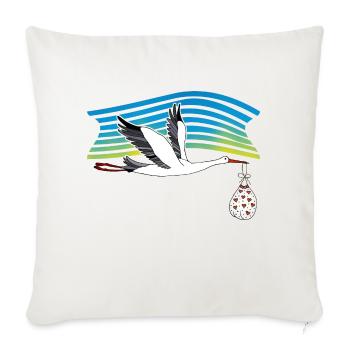 Oiseau - Housse de coussin décorative 45 x 45 cm - blanc nature - Devant