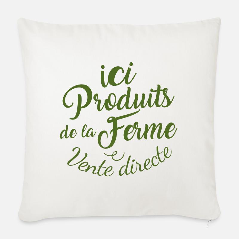 ici produits de la ferme ! vente directe - Housse de coussin décorative 45 x 45 cm - blanc nature