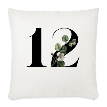 Numéro 12 floral vert -12e anniversaire floral - Housse de coussin décorative 45 x 45 cm - blanc nature - Devant