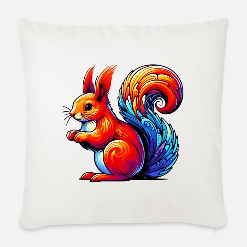 Eichhörnchen - Sofakissenbezug 45 x 45 cm - Naturweiß 