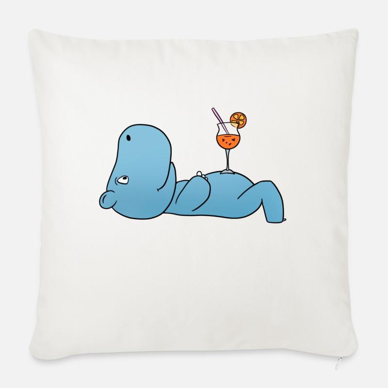 Nilpferd Cocktail - Sofakissenbezug 45 x 45 cm - Naturweiß 