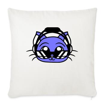 DJ Cat Face Kitten Pet Head - Housse de coussin décorative 45 x 45 cm - blanc nature - Devant
