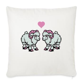 Mouton Bande Dessinée Bélier Amour - Housse de coussin décorative 45 x 45 cm - blanc nature - Devant