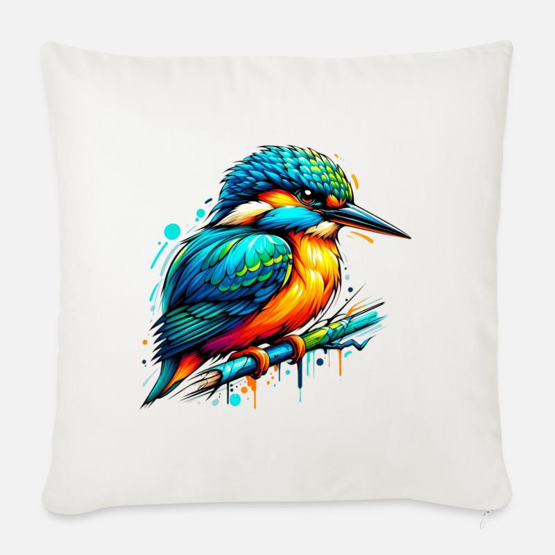 Eisvogel - Sofakissenbezug 45 x 45 cm - Naturweiß 