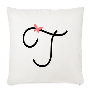 Lettre T Papillon Lettre - Housse de coussin décorative 45 x 45 cm - blanc nature - Devant