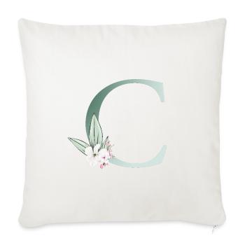 C Monogram, Floral, Customizable - Sofa pillowcase 17,3'' x 17,3'' (45 x 45 cm) - natural white - Front