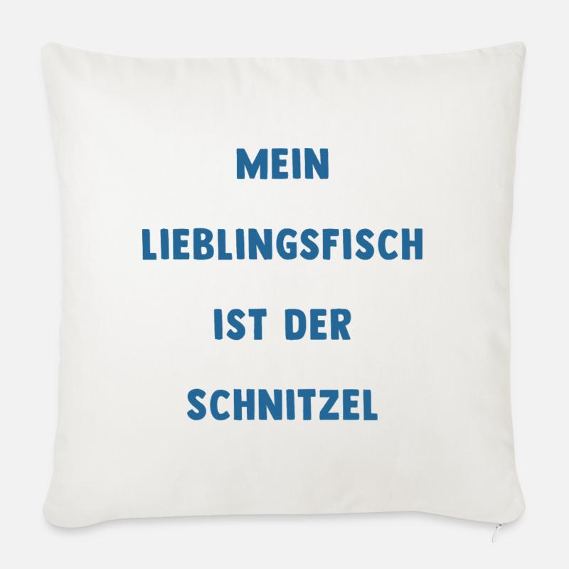 Mein Lieblingsfisch ist der Schnitzel - Sofakissenbezug 45 x 45 cm - Naturweiß 