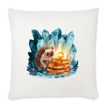 Hedgehog with golden pancakes - Sofa pillowcase 17,3'' x 17,3'' (45 x 45 cm) - natural white - Front