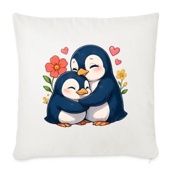 Cuddly penguins in a sea of flowers - Sofa pillowcase 17,3'' x 17,3'' (45 x 45 cm) - natural white - Front