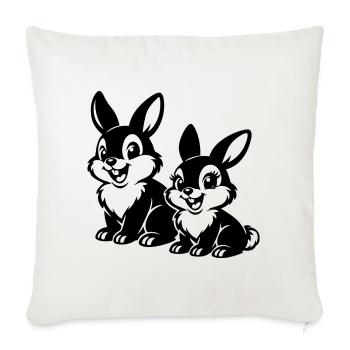 Sketched Rabbit Duets - Sofa pillowcase 17,3'' x 17,3'' (45 x 45 cm) - natural white - Front