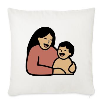 Mama Baby Umarmung Liebe - Sofakissenbezug 45 x 45 cm - Naturweiß  - Vorne