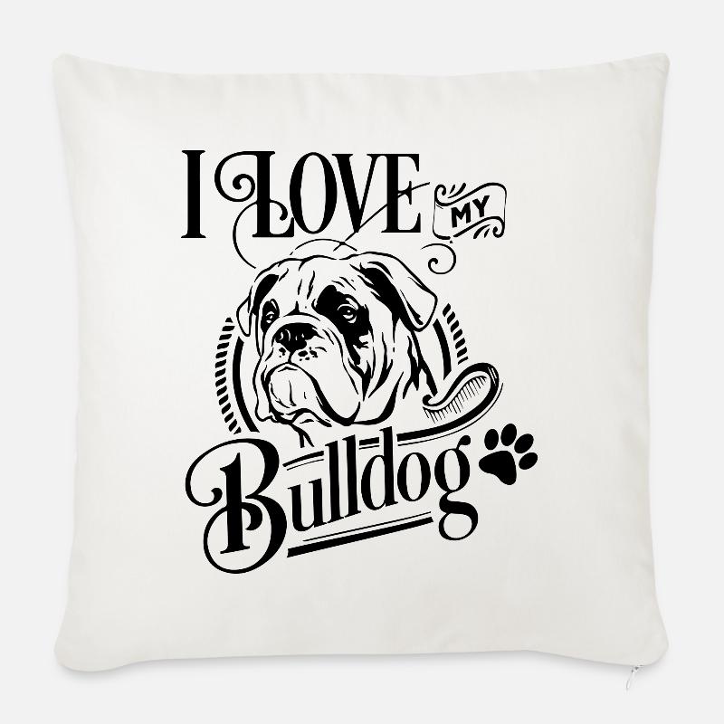 Bulldog - Housse de coussin décorative 45 x 45 cm - blanc nature