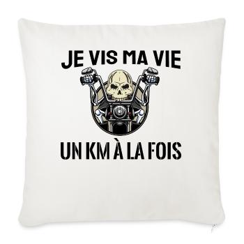 je vis ma vie un km à la fois - Housse de coussin décorative 45 x 45 cm - blanc nature - Devant