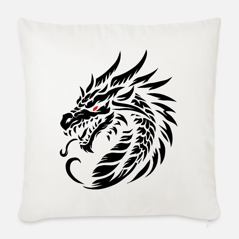 Dragonemblem black - Sofakissenbezug 45 x 45 cm - Naturweiß 
