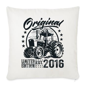 Original 2016 Anniversaire 2016 Fermier Tracteur - Housse de coussin décorative 45 x 45 cm - blanc nature - Devant