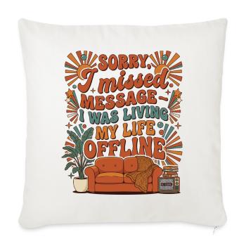 Living Life Offline Retro - Sofa pillowcase 17,3'' x 17,3'' (45 x 45 cm) - natural white - Front