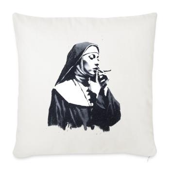 Rebellious Nun – Street Art Black White - Sofa pillowcase 17,3'' x 17,3'' (45 x 45 cm) - natural white - Front