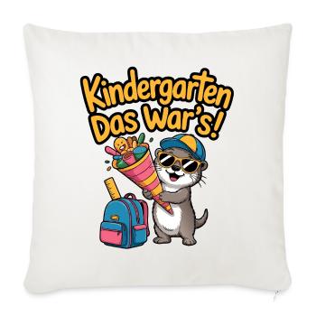 Jetzt Schulkind! Lustiger Otter zur Einschulung - Sofakissenbezug 45 x 45 cm - Naturweiß  - Vorne
