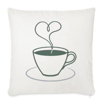 Herzdampf Kaffee Illustration - Sofakissenbezug 45 x 45 cm - Naturweiß  - Vorne